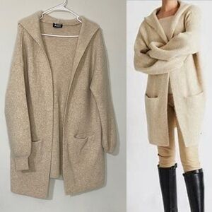Beryll Cream Cashmere Hooded Sweater Cardigan L / O/S